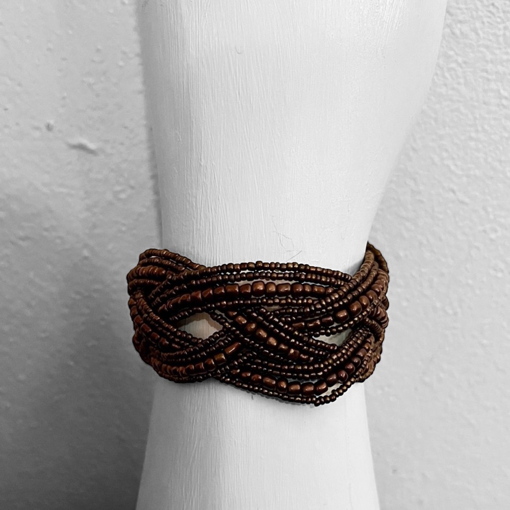 Authentic vintage beaded clamp cuff bracelet - Pristine!